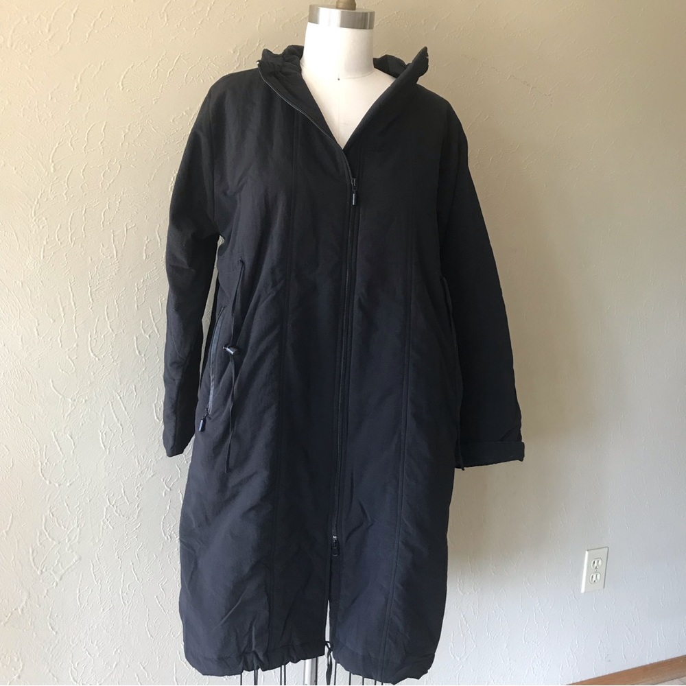 Animale Long Black Hooded Coat US Size S Lightweight Fall Coat